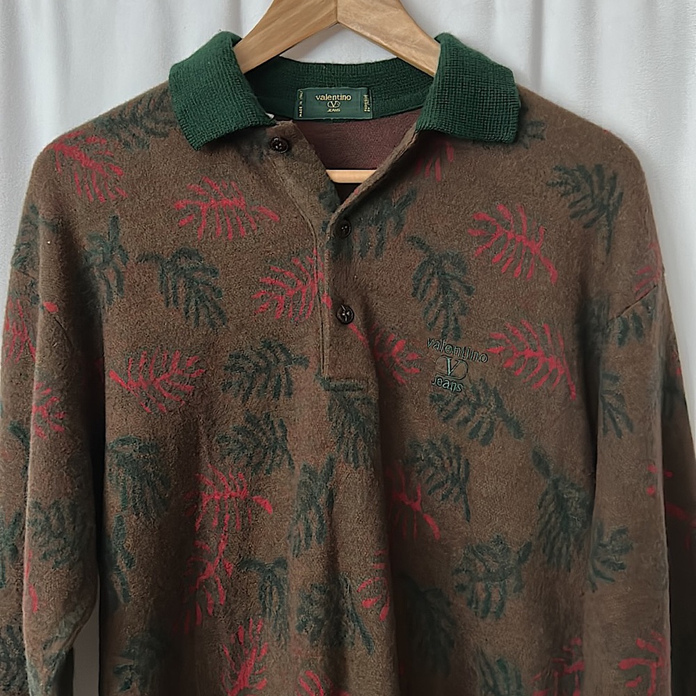 Valentino Jeans Men’s Brown Wool Long Sleeve Sweater Top **Size 50/US Sz L** - Picture 3 of 6